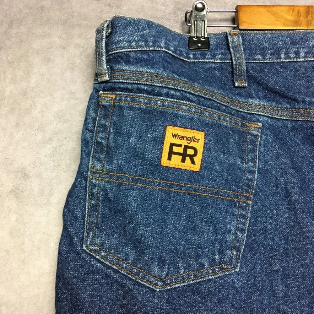 Wrangler FR Mens Flame Resistant Blue‎ Jeans size 46x30 Work Denim Trades Pants